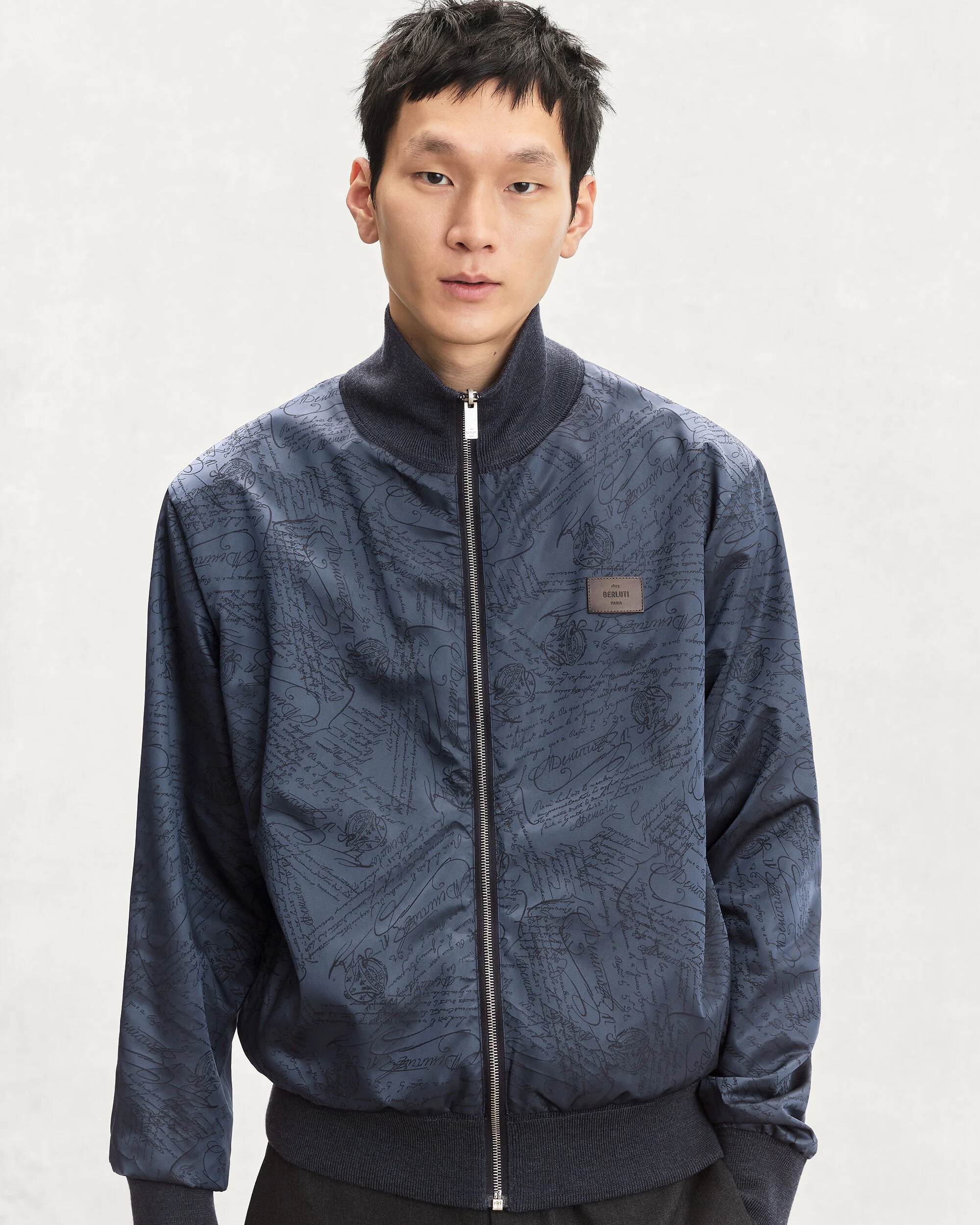 Reversible Blouson with Leather Detail, Purple Cloud, hi-res