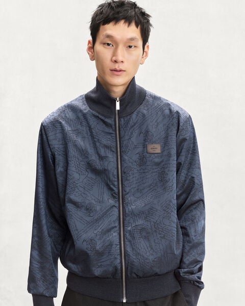 Reversible Blouson with Leather Detail, Purple Cloud, hi-res