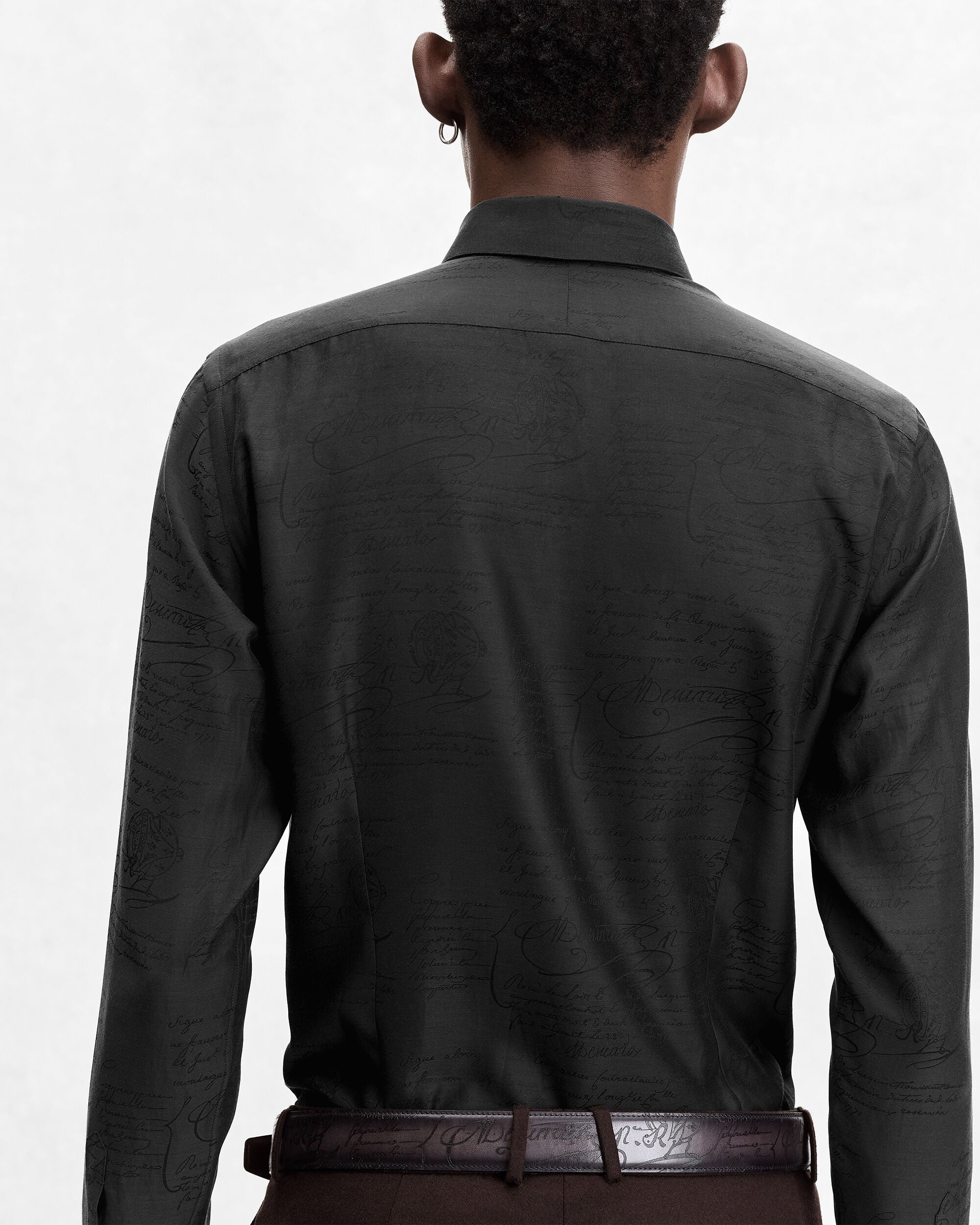Chemise Andy Motif Scritto, Noir, hi-res