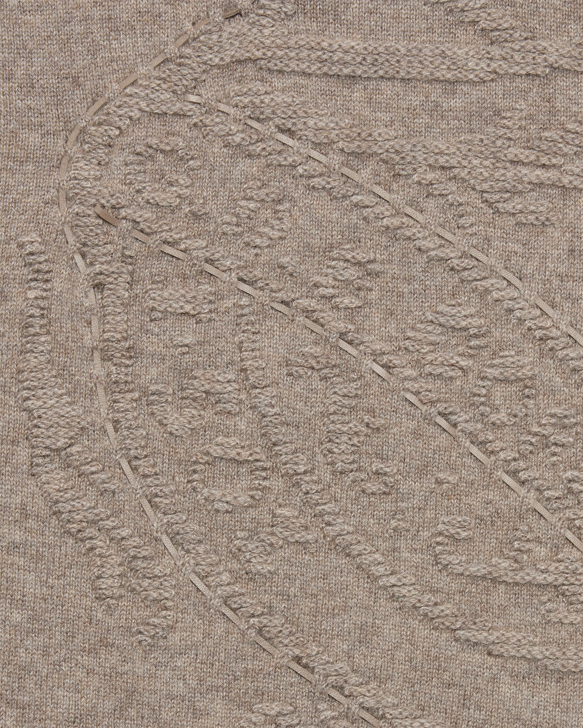 Cashmere Crewneck with Crest and Leather Braiding Details, Warm Beige, Image 2