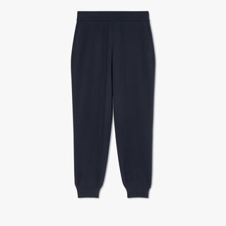 Wool Jogging Trousers With Leather Tag, COLD NIGHT BLUE, hi-res