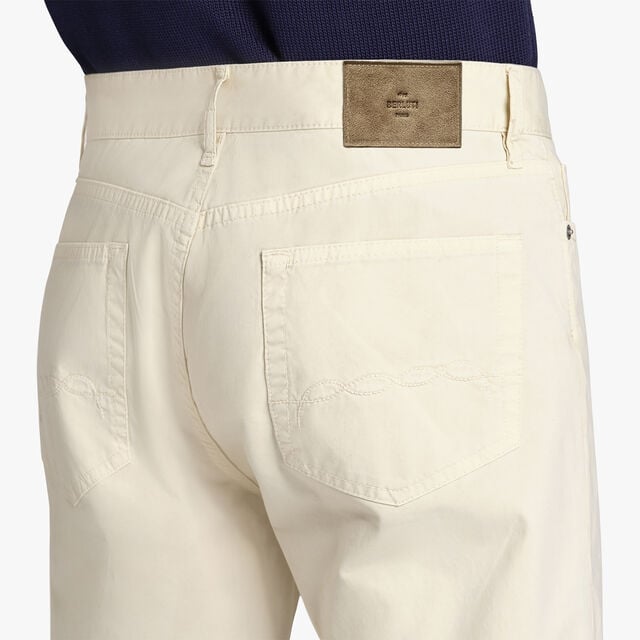 Garment Dyed Denim Trousers, IVORY, hi-res 5