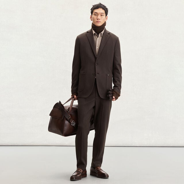 Jersey Wool Pants, CHOCOLATE BROWN, hi-res 4