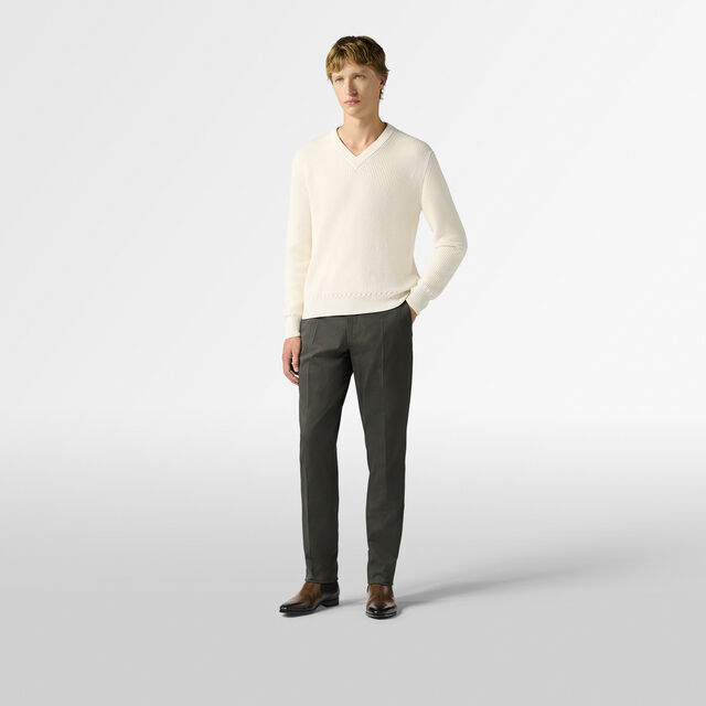Cotton Silk English Ribs V-Neck, SHELL, hi-res 4