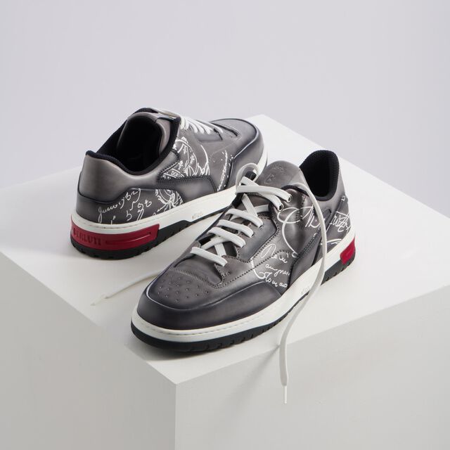 Playoff Scritto Leather Sneaker, IRON GREY+WHITE, hi-res 7