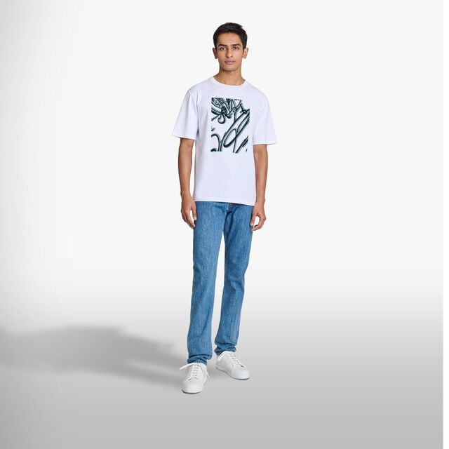 Frame Suede Effect Scritto T-Shirt, BLANC OPTIQUE, hi-res 4
