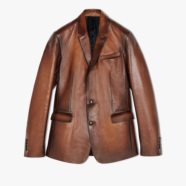 Patina Lined Leather Jacket, BRUN, hi-res 1