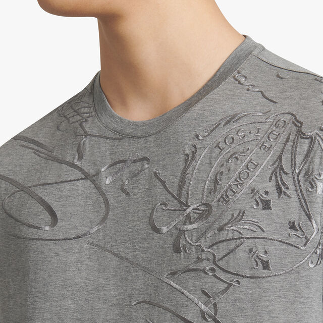 スクリット刺繍Tシャツ, GREY MELANGE, hi-res 4