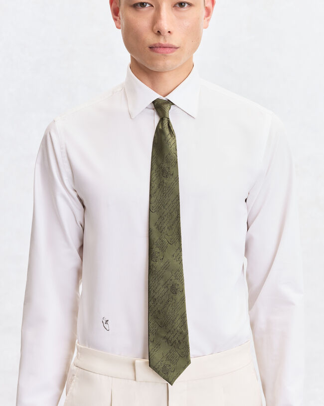 Classic Scritto Pattern Tie, Vert, hi-res