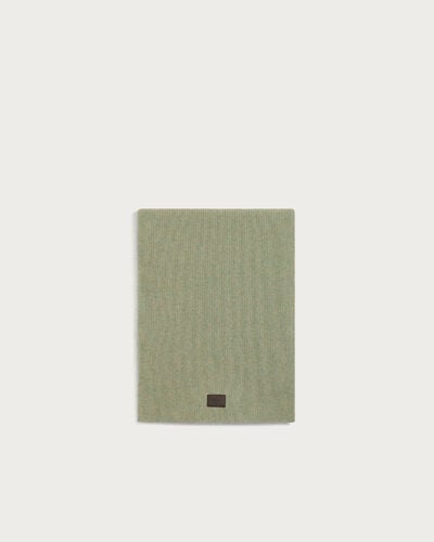 Scarf with Leather Detail, Dry Moss, hi-res