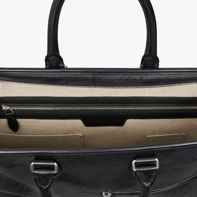 Un Jour Mini Scritto Leather Briefcase, NERO GRIGIO, hi-res 7