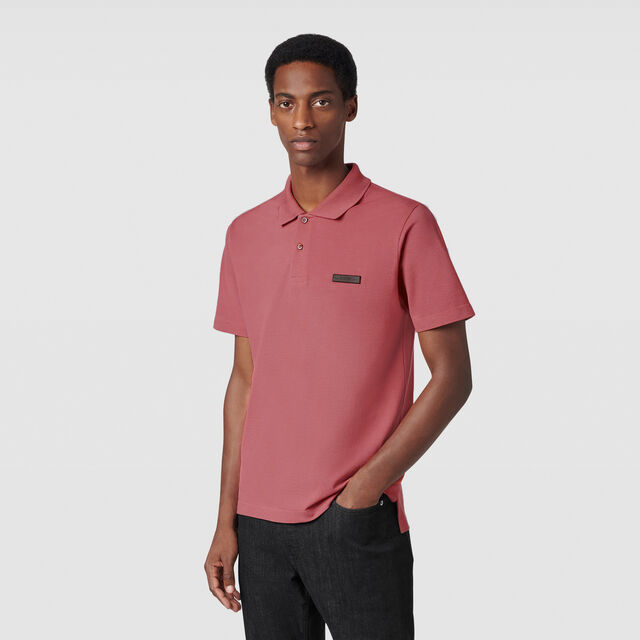 Classic Pique Leather Tab Polo, ROSEWOOD, hi-res 2