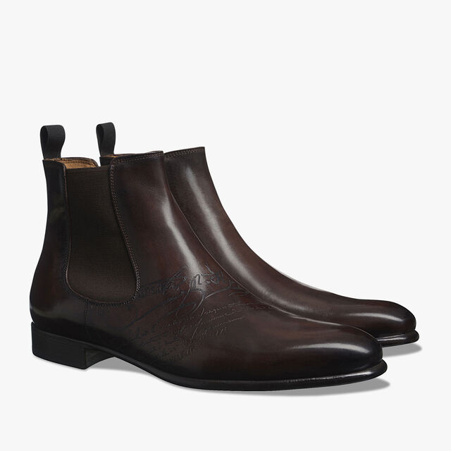 Cursive Galet Scritto Leather Boot, EBANO, hi-res 2