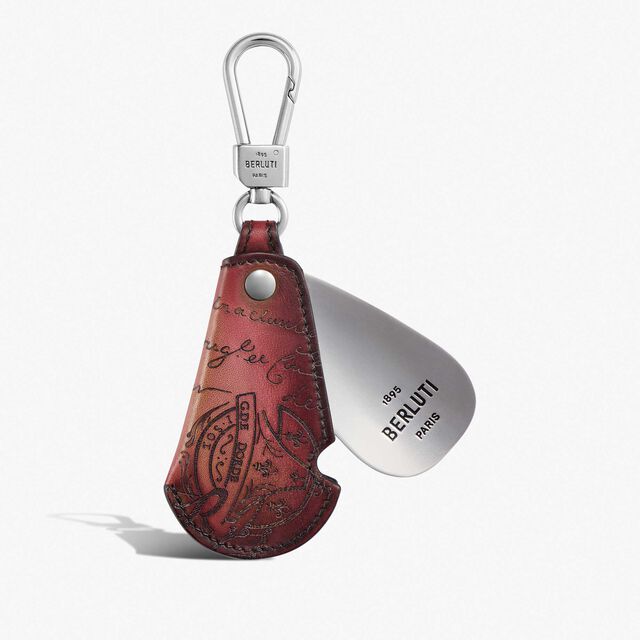 Rotative Shoehorn Scritto Leather Key Ring, LIGHT SAINT EMILION, hi-res 3