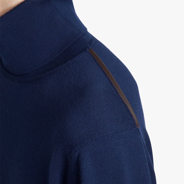 Wool Turtleneck With Leather Detail, WARM BLUE, hi-res 5