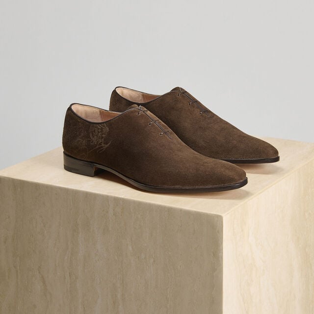Alessandro Demesure Flex Scritto Camoscio Calf Leather Oxford, PEPPER, hi-res 3