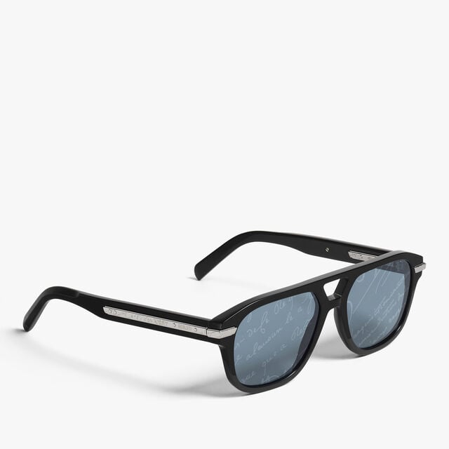 Flare Acetate Sunglasses, BLACK + GREY SCRITTO SILVER, hi-res 2
