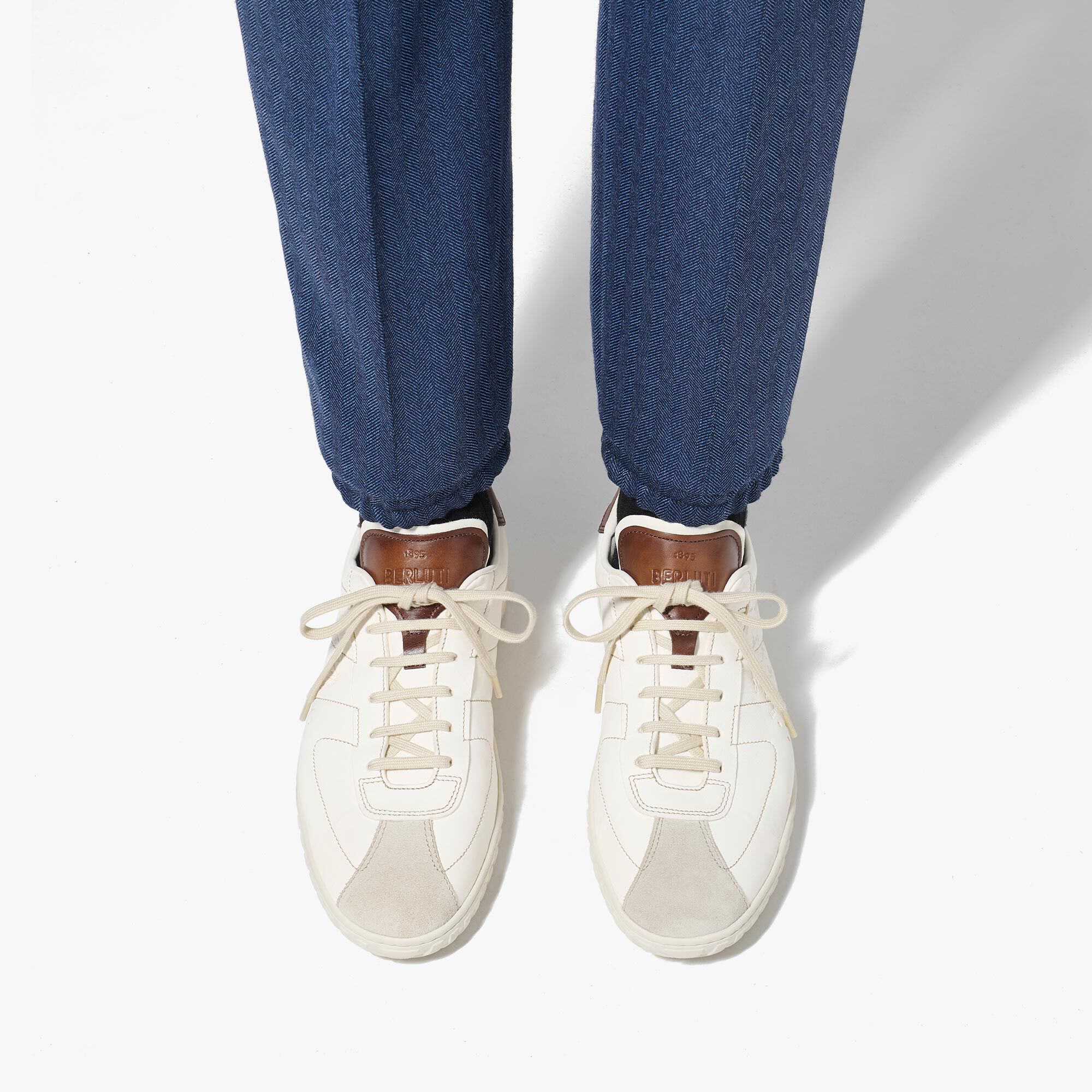 Leather top trainer shoes