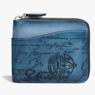 Itauba Square Scritto Leather Zipped Wallet, IRIS, hi-res