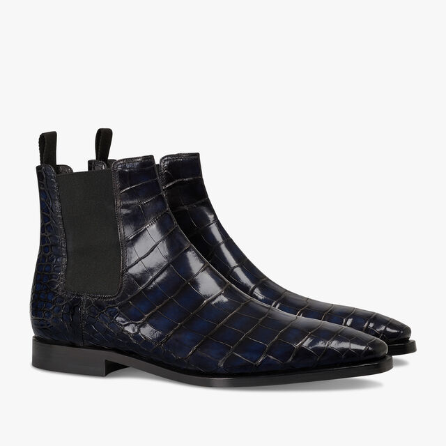 Caractère Éclair Alligator Leather Boot, NERO BLU, hi-res 2