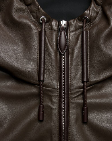 ウルトラライト フライ レザー フード ブルゾン, Brown Taupe, hi-res