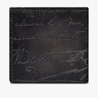 Origine Scritto Leather Coin Purse, NERO GRIGIO, hi-res