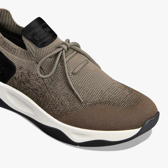 Shadow Scritto Knit And Lagoon Calf Sneaker, GRADIANT KAKI, hi-res 5