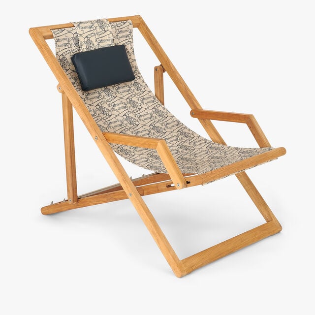 Scritto Canvas And Leather Deckchair Berluti Edition, BEIGE, hi-res 1