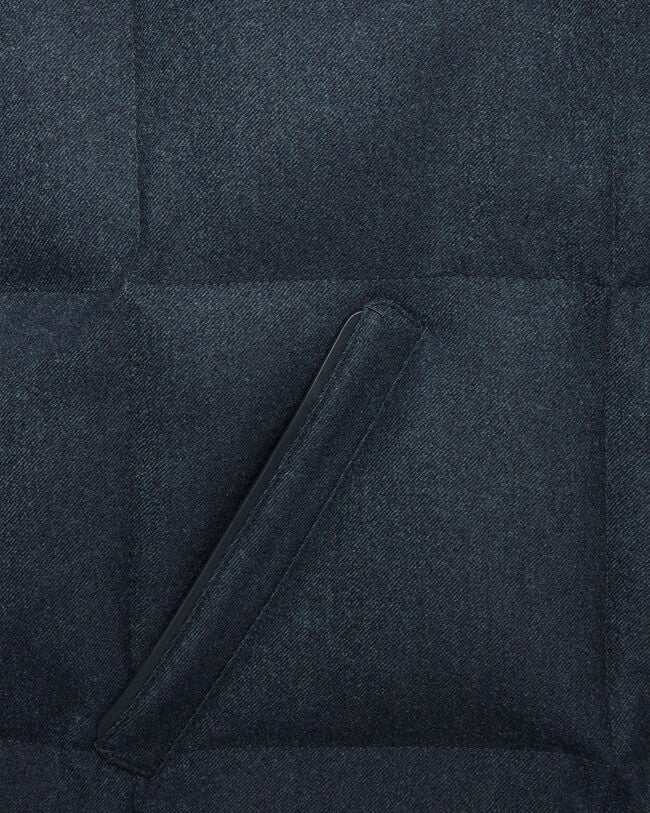 Puffer Gilet with Leather Details, Dark Lead, hi-res