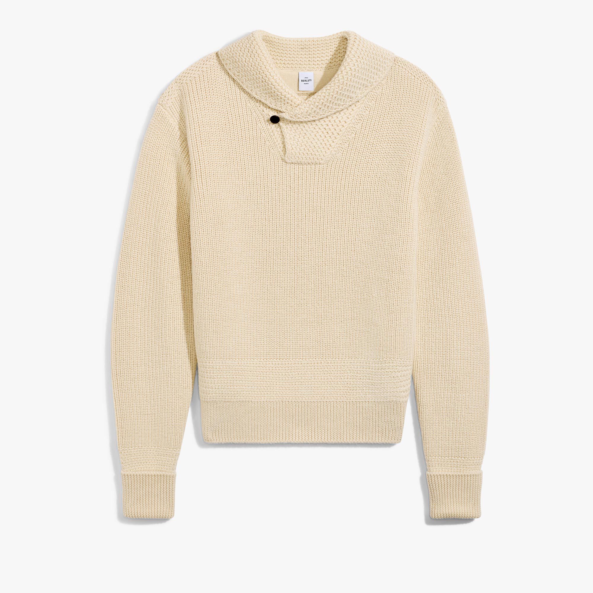 Men's white shawl collar sweater store