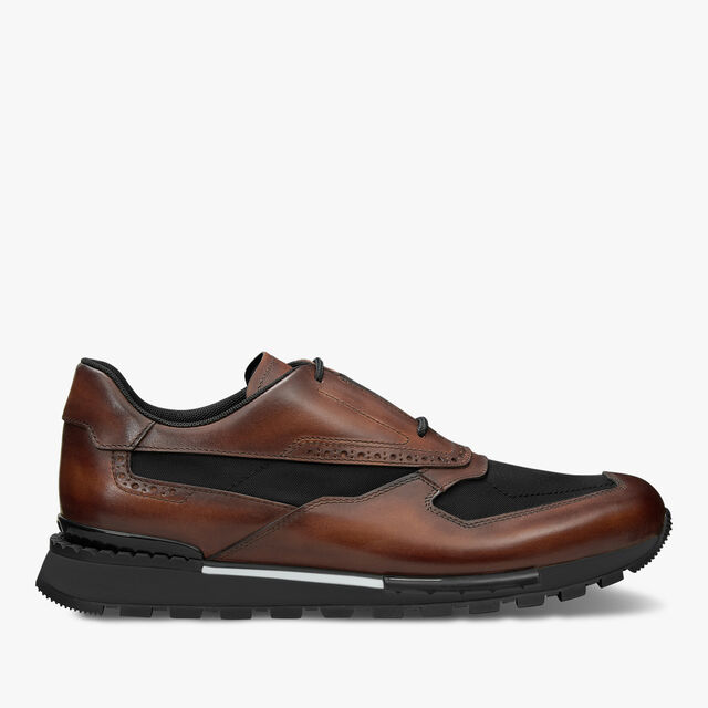 Fast Track Leather And Nylon Sneaker, CACAO INTENSO, hi-res 1