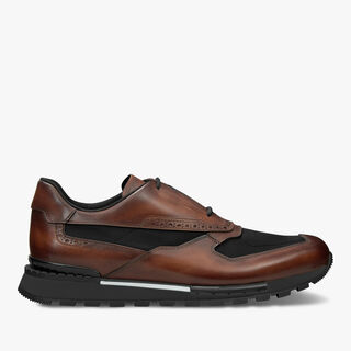 Fast Track Leather And Nylon Sneaker, CACAO INTENSO, hi-res