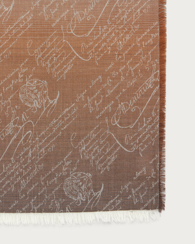 D&eacute;grad&eacute; Scritto Pattern Scarf, Tobacco, hi-res