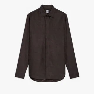 Andy Cotton Silk Scritto Shirt, EARTH BROWN, hi-res
