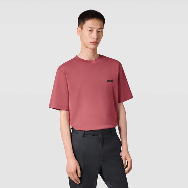 Leather Tab T-shirt, ROSEWOOD, hi-res 2