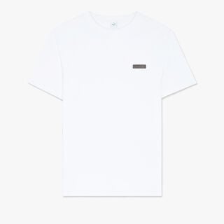 T-Shirt With Leather Detail, BLANC OPTIQUE, hi-res