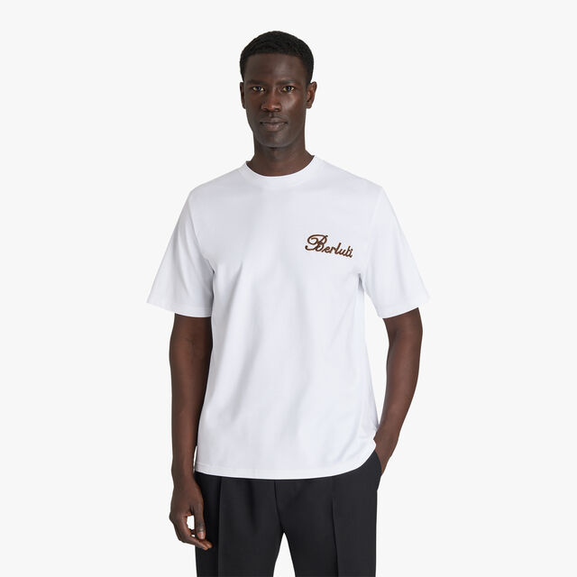 SMALL EMBROIDERED LOGO T-SHIRT, BLANC OPTIQUE, hi-res 2