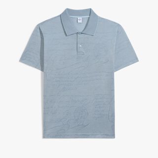 Polo Piqué En Jacquard Scritto, LIGHT BLUE, hi-res