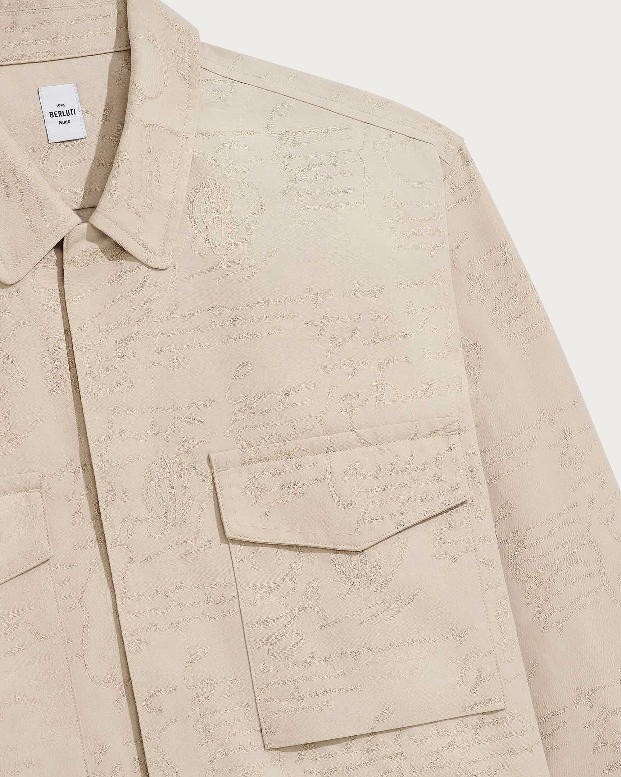 Scritto Pattern Overshirt, Natural Beige, hi-res