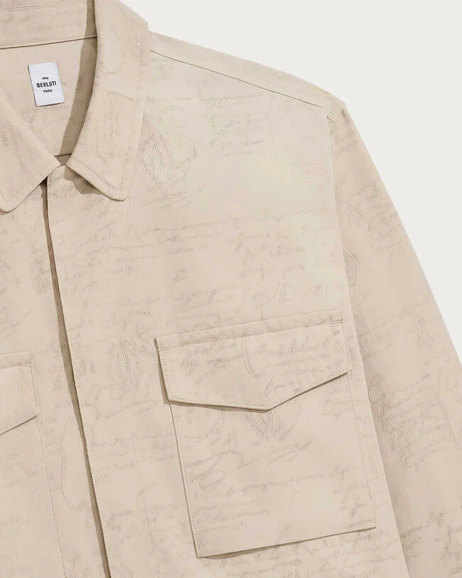 Scritto Pattern Overshirt, Natural Beige, hi-res