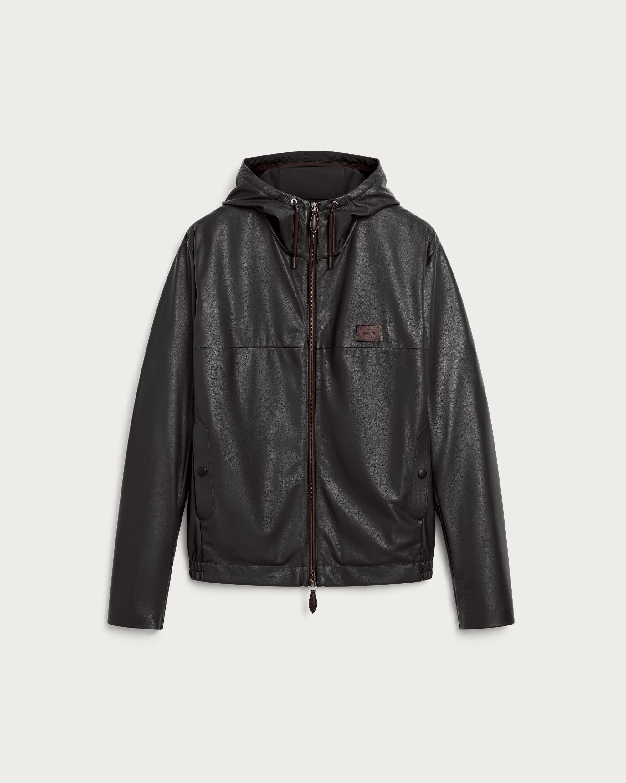 Ultralight Fly Leather Hooded Blouson, Noir, hi-res