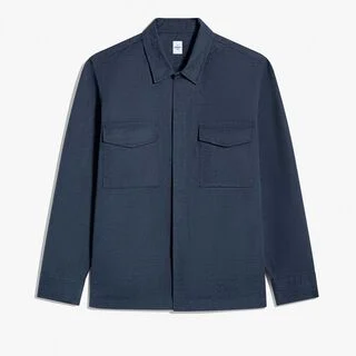 Cotton Scritto Workwear Overshirt, COLD NIGHT BLUE, hi-res