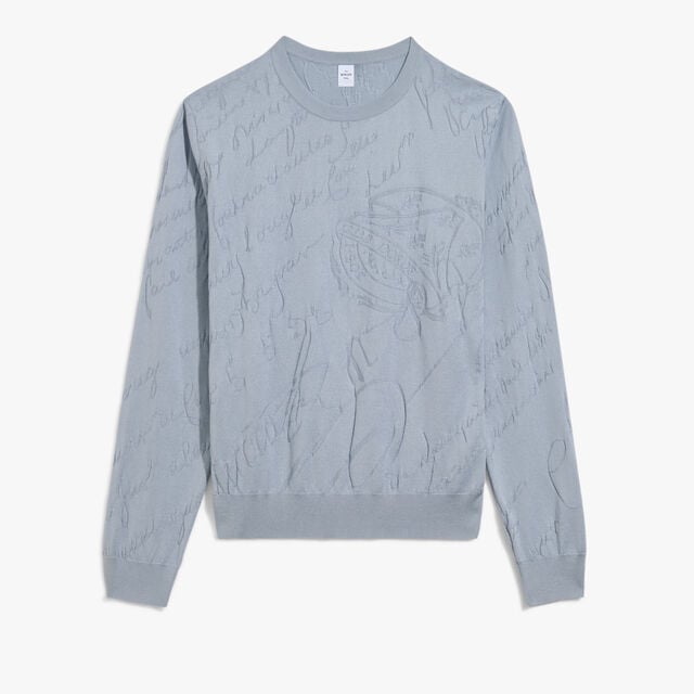 Diagonal Scritto Crewneck, TITANIUM BLUE, hi-res 1