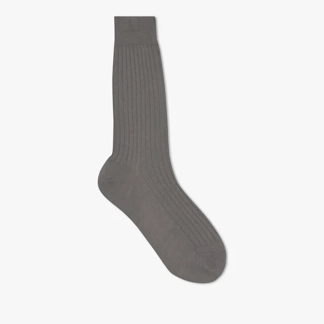 Cotton Ribbed Socks, MOON GREY, hi-res 1