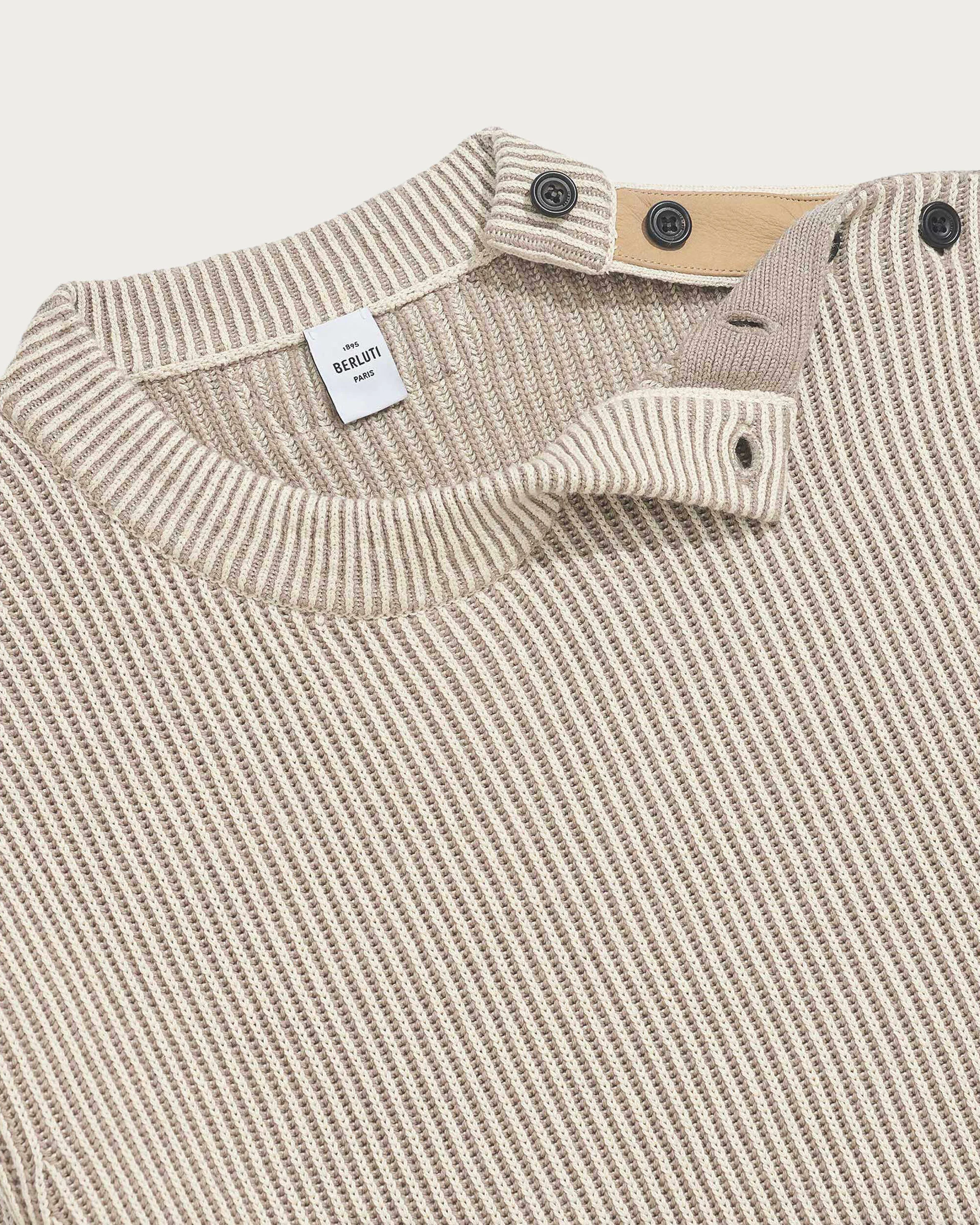 Contrasted Ribbed Crewneck, Sand Taupe, hi-res