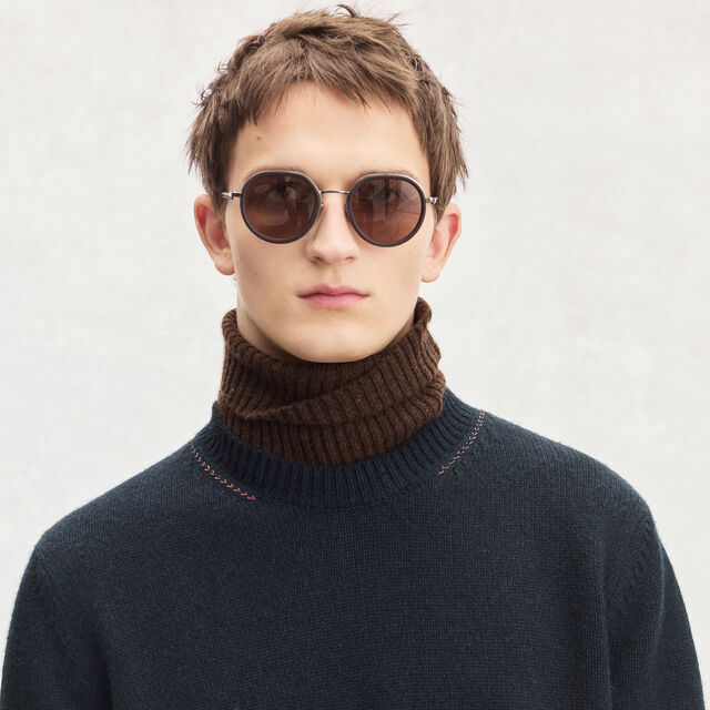 Leather Braiding Crewneck, COLD NIGHT BLUE, hi-res 2