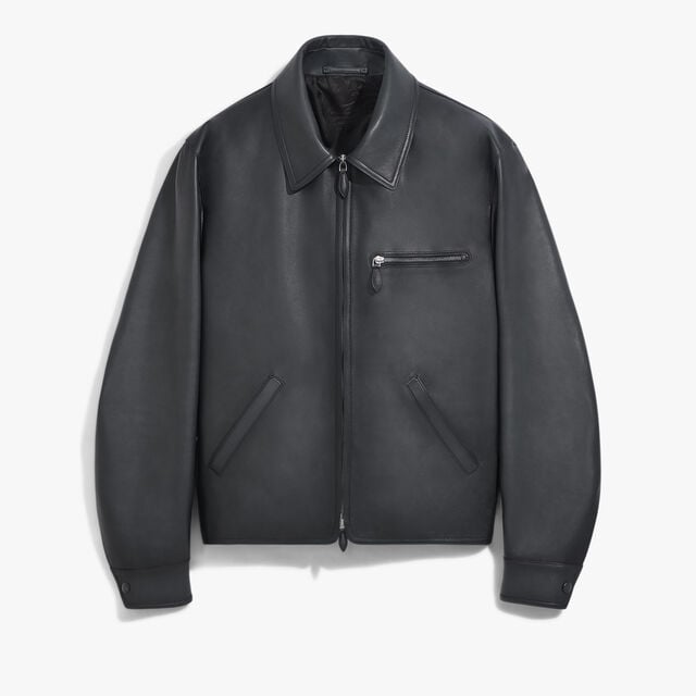 Blouson 1 Jour en Cuir Patiné, BLACK SHADE, hi-res 1