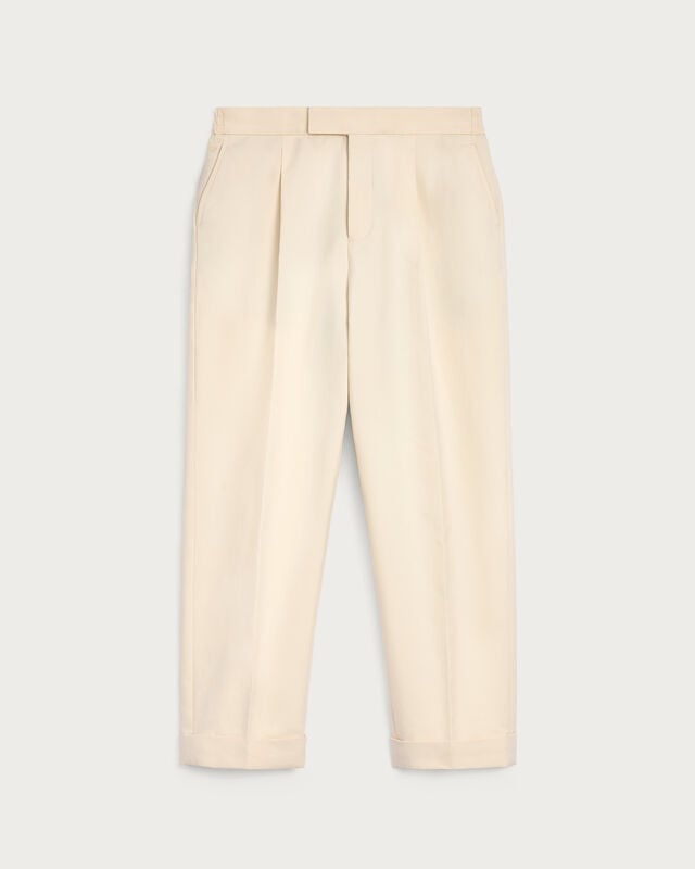 Relaxed Trousers with Leather Detail, Butter Cream, hi-res