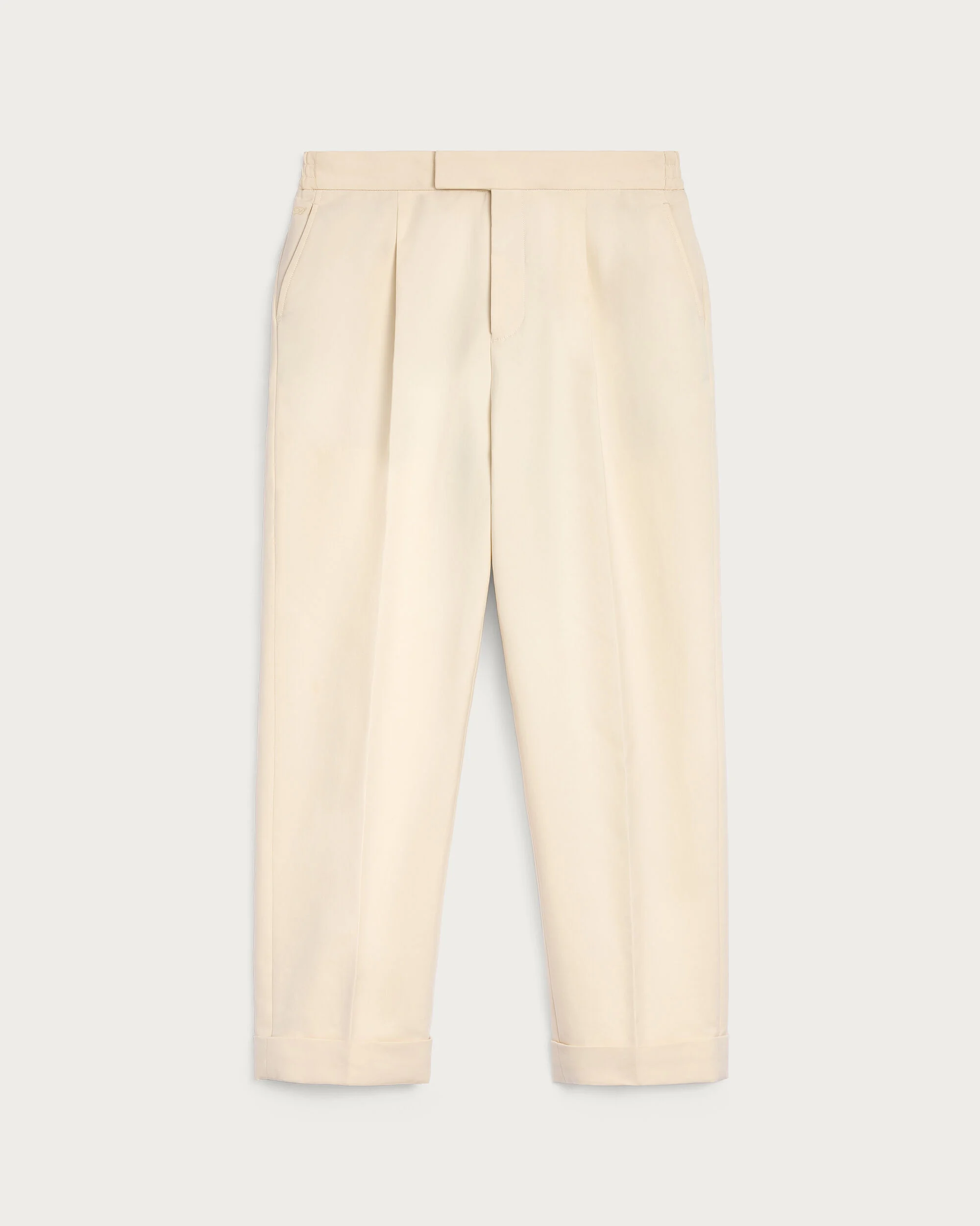 Relaxed Trousers with Leather Detail, Butter Cream, hi-res