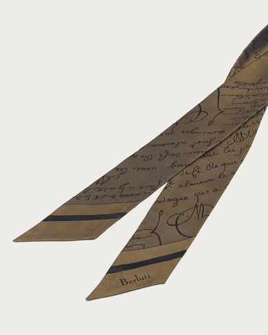 スクリットパターン バッグ スカーフ, Olive, hi-res